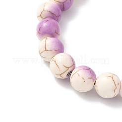 Baking Paint Synthetic Turquoise Round & Cross Beads Stretch Bracelets for Men Women&nbsp;BJEW-JB12339-01