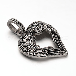 Antique Silver Plated 304 Stainless Steel Rhinestone Pendants&nbsp;STAS-M202-12A