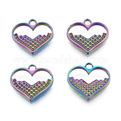 Rack Plating 304 Stainless Steel Pendant Rhinestone Settings&nbsp;STAS-N098-218M