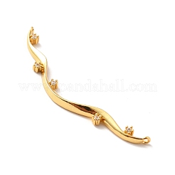 Rack Plating Brass Clear Cubic Zirconia Connector Charms&nbsp;KK-M230-21G