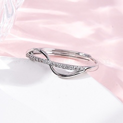 Brass Micro Pave Clear Cubic Zirconia Finger Rings for Women&nbsp;RJEW-S624-02P