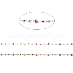 Colorful Faceted Triangle Glass & Cube Beaded Link Chains&nbsp;CHS-G028-17G