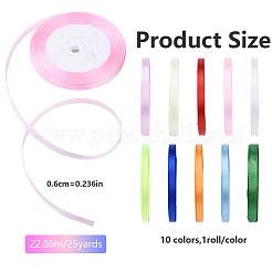 10 Rolls 10 Colors Single Face Satin Ribbon&nbsp;SRIB-YW0001-01