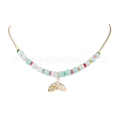 Natural Mixed Stone & Quartz Crystal Round Beaded Necklaces&nbsp;NJEW-JN05302-02