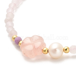 Natural Rose Quartz and Natural Lepidolite and Natural Agate Bead Bracelets&nbsp;BJEW-E098-13G