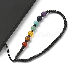 7 Chakra Gemstone & Glass Beaded Mobile Straps&nbsp;HJEW-TA00063-02