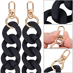 1Pc Black Frosted Opaque Acrylic Cuban Link Chain Bag Handles&nbsp;FIND-CN0002-55