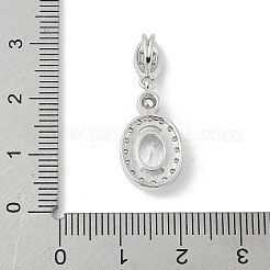 Oval Brass Micro Pave Cubic Zirconia Pendants&nbsp;KK-M326-15P