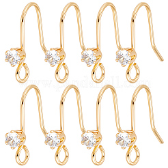 32Pcs Brass Pave Clear Cubic Zirconia Earring Hooks&nbsp;KK-BBC0025-70