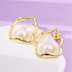 Nuggets Brass Stud Earrings&nbsp;EJEW-H158-06G