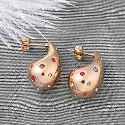 304 Stainless Steel Teardrop Stud Earrings&nbsp;EJEW-B108-05RG-B