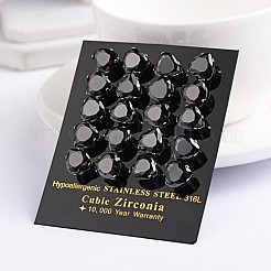 Heart 304 Stainless Steel Cubic Zirconia Stud Earrings&nbsp;EJEW-H306-19-6mm