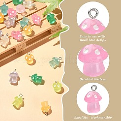 45Pcs 9 Colors Luminous Translucent Resin Pendants&nbsp;RESI-CJ0003-23