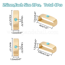 4Pcs 2 Style Brass with Synthetic Turquoise Loop Keepers&nbsp;KK-WR0001-08