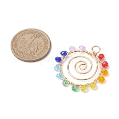 Chakra Baking Paint Glass Pendant&nbsp;PALLOY-JF02745-02