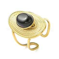 Natural Carnelian/Black Agate/Tiger Eye/Lapis Lazuli/Moss Agate Cuff Open Rings&nbsp;RJEW-JR01079-01