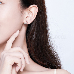 Anti-Tarnish Rhodium Plated 925 Sterling Silver Bunny Stud Earrings&nbsp;EJEW-FF0009-08P