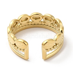 304 Stainless Steel Oval Open Cuff Ring for Women&nbsp;RJEW-I098-16G