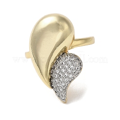 Teardrop Brass Micro Pave Cubic Zirconia Open Cuff Rings for Women&nbsp;RJEW-B064-03GP