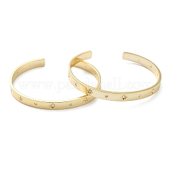 Brass Micro Pave Clear Cubic Zirconia Cuff Bangles&nbsp;BJEW-Z001-04G