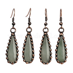 Brass Natural Mixed Stone Teardrop Dangle Earrings&nbsp;G-B149-15R
