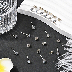 30Pcs Clear Cubic Zirconia Stud Earring Findings&nbsp;EJEW-BBC0006-06C