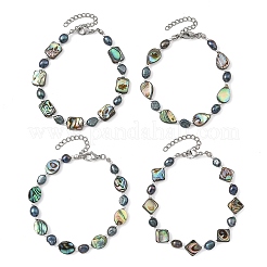 Dyed Natural Pearl & Paua Shell Beaded Bracelets for Women&nbsp;BJEW-JB14146