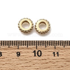 Brass Micro Pave Clear Cubic Zirconia European Beads&nbsp;KK-Z126-15G