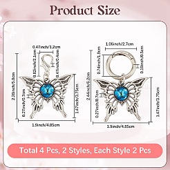 4Pcs 2 Styles Butterfly Alloy Shoe Charms&nbsp;AJEW-CP0006-45