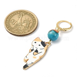 Cat Shapes Alloy Enamel Pendants Decorations&nbsp;HJEW-JM01767