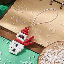 Christmas Glass Seed Beaded Pendant Decorations&nbsp;HJEW-TA00013-02