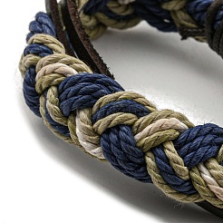 Adjustable PU Leather & Waxed Cords Braided Multi-strand Bracelets&nbsp;BJEW-F468-03