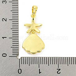 Brass Pave Shell Pendants&nbsp;KK-P263-01B-G