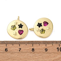 Brass Micro Pave Cubic Zirconia Pendants&nbsp;KK-P308-31G