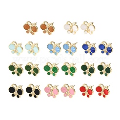 Butterfly Brass Micro Pave Clear Cubic Zirconia Stud Earrings&nbsp;EJEW-C173-01G