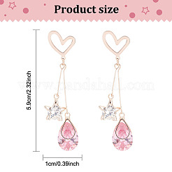 2 Pairs 2 Colors Rhinestone Star & Teardrop Dangle Stud Earrings&nbsp;EJEW-FI0001-24