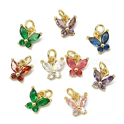 14Pcs 7 Colors Rack Plating Brass Inlaid Cubic Zirconia Charms&nbsp;KK-YW0004-14