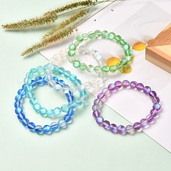 Synthetic Moonstone Stretch Bracelets for Teen Girl Women&nbsp;BJEW-JB06702