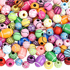 175Pcs 7 Styles Sports Theme Opaque Acrylic Beads&nbsp;OACR-PA0001-82