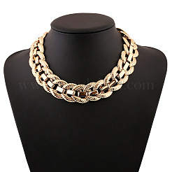 Alloy Textured Oval Link Chain Necklaces for Women&nbsp;FS-WG23DE5-01