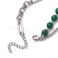 Synthetic Malachite Round Beads Link Bracelets&nbsp;BJEW-JB13125-01