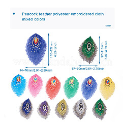 32Pcs 16 Style Peacock Feathers Polyester Embroidery Cloth Self Adhesive Patches&nbsp;DIY-PJ0001-26