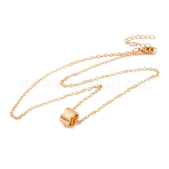 Brass Cable Chain Honeycomb Column Link Necklaces for Women&nbsp;NJEW-U006-01KCG