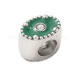 304 Stainless Steel Enamel with Rhinestone European Beads&nbsp;STAS-Z130-07P