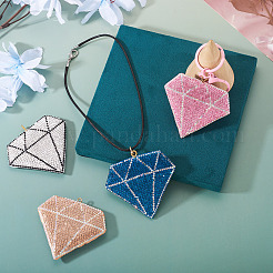 5Pcs 5 Colors Handmade Polymer Clay Rhinestone Big Pendants&nbsp;CLAY-BT0001-16