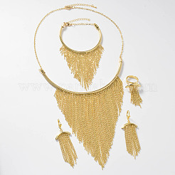 Brass Tassel Pendant Necklaces & Dangle Earrings & Ring & Bracelets Sets for Women&nbsp;FS-WG4548A-01