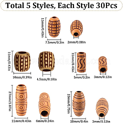 150Pcs 5 Styles Imitation Wood Acrylic Beads&nbsp;SACR-SC0001-38B