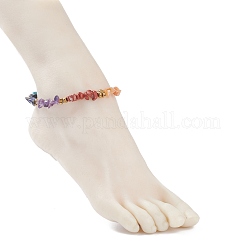 Natural & Synthetic Mixed Gemstone Chips Beaded Stretch Anklet&nbsp;AJEW-AN00490