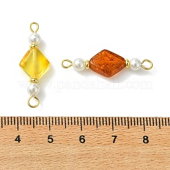 Natural Amber & Shell Pearl Connector Charms&nbsp;PALLOY-JF05640