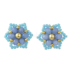 Natural Malaysia Jade Stud Earrings&nbsp;EJEW-MZ00742-02